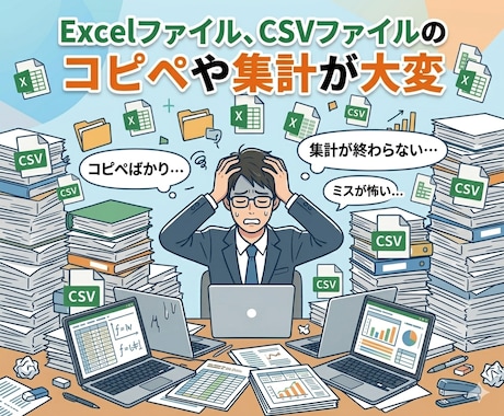 Excel・CSVのコピペや集計を自動化します コピペ（転記）・集計・整理・提出用ファイル作成を効率化します イメージ2
