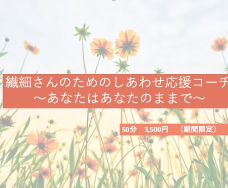 繊細なあなたの心がほっとするサポートします 繊細なわたしたちが安心して、心の声と向き合うコーチング イメージ1