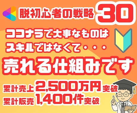 ココナラ30戦略！1300万円を稼いだ方法教えます 累計販売1400件｜大事なのはスキルではなく『売れる仕組み』 イメージ1