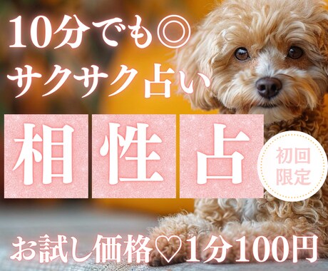 お試し♡サクッと10分！あなたと彼との相性占います 【7月末まで♡初回限定】1分200円→100円｜サクッと相性 イメージ1