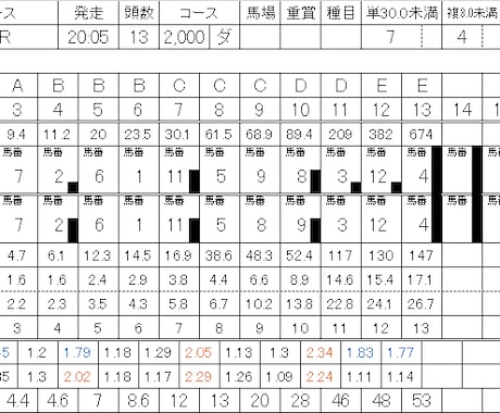 オッズで競馬予想をするエクセルシートを作ります ４０００円で販売している商品の廉価版です。 イメージ2