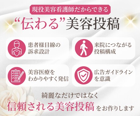 美容特化｜来院に繋がるインスタ投稿画像を制作します 美容看護師の女性デザイナーによるInstagram画像制作 イメージ2