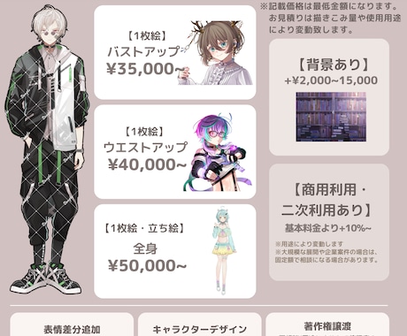 イラスト･立ち絵・デザインまで幅広く描きます 商品利用も！Vtuber様、歌い手様におすすめ！ イメージ2
