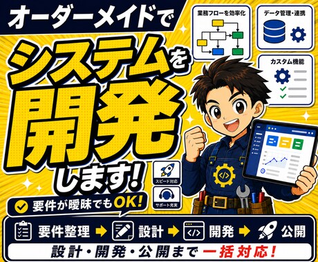 オーダーメイドでシステムを開発します 要件が曖昧でもOK｜設計・開発・公開まで一括対応 イメージ1