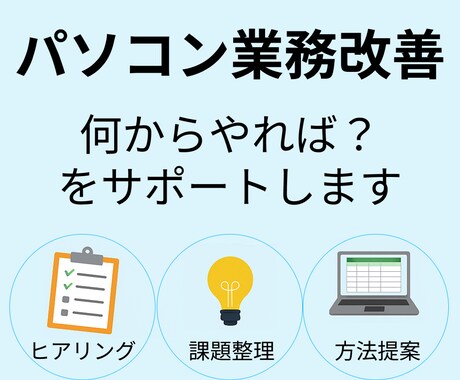 PC作業の"面倒くさい"、解消策のご相談承ります PC業務を改善したいのにやり方が分からない方、ご相談下さい！ イメージ1