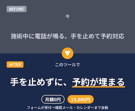 予約受付をフォームとカレンダーで自動化します 施術の手を止めて電話に出る日々を、終わりに。予約は自動受付 イメージ1