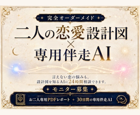 ふたりの魂設計図 × 恋愛伴走AIを作成します 言えない悩みも、 設計図を知るAIに24時間相談できます。 イメージ1