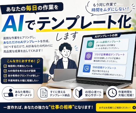 あなたの毎日の作業をAIでテンプレート化します イメージ1