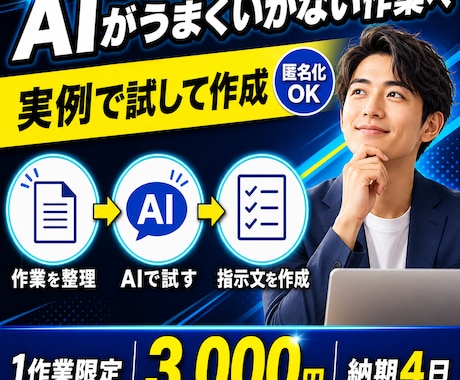繰り返し作業をAIで進める指示文と手順を作ります 匿名化した実例で試し、使える形に調整して納品します イメージ1
