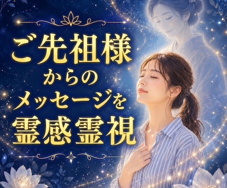 ご先祖様からのメッセージを霊感霊視でお届けします “あなたらしく生きてほしい” その想いをそっとお伝えします イメージ1