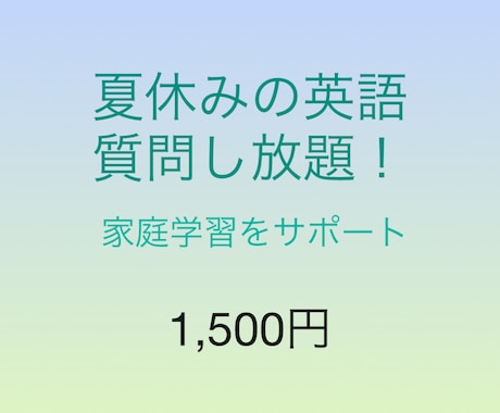 夏休みの英語の家庭学習サポートします 早稲田出身講師が丁寧に教えます！ イメージ1