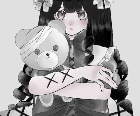 可愛い女の子のアイコン等をお描きします 白黒のゴスロリ、地雷系、メイドなどが得意です!! イメージ1
