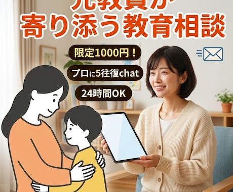 先着3名様限定❣️お子さんの悩みに元教員が答えます ココナラデビュー特別価格✨5往復1000円チャット相談！ イメージ1