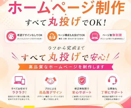 ページ無制限、全丸投げOK！更新可能HP制作します 画像なし、構成なし、でも問題なし イメージ1