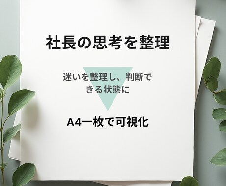 社長の迷いを整理し判断軸をA4一枚に可視化します 1人で考えてループしていませんか？迷いを“判断できる状態”に イメージ1
