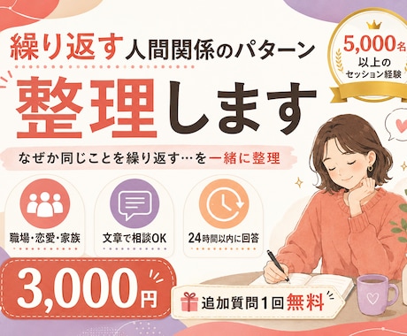 繰り返す人間関係のパターン、整理します 「なぜか同じことを繰り返す」一緒に整理します イメージ1