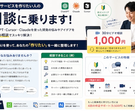 AIでサービスを作りたい人の相談に乗ります AI開発で迷っている方へ｜30分相談に乗ります イメージ1