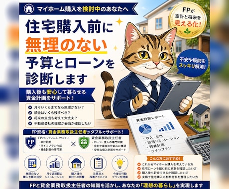 住宅購入前に無理のない予算とローンを診断します FPが家計・貯蓄・将来支出をもとに購入可能額を見える化します イメージ1