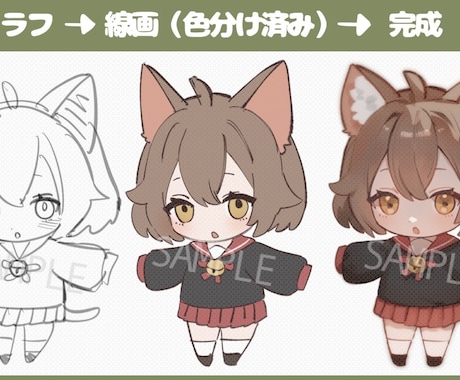 商用可能！透明感のあるかわいいミニキャラ作成します グッズやサムネイルなど様々な用途に使えるSDイラストです！ イメージ2