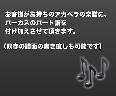 アカペラのパーカス譜面書きます あなたの持つ楽譜に合ったパーカスの譜面を加えさせて頂きます！ イメージ2