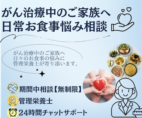 がん治療中の【ご家族向け】食事のアドバイスをします 【24時間OK】管理栄養士が日常の食事相談にのります イメージ1