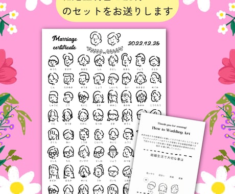 ゲストもびっくりする似顔絵結婚証明書作ります 絵柄多数！800組の実績のプロがお届け！(急ぎ対応可) イメージ2