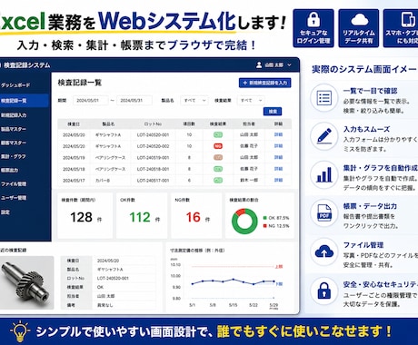 Excel業務をWebシステム化します Excel・紙の業務を低コストでWeb化します イメージ2