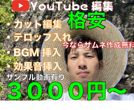 現役YouTuberが格安で編集代行します 高品質かつ迅速な対応をします！今ならサムネ作成無料！ イメージ1
