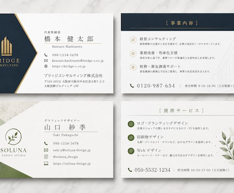 お急ぎ対応！オリジナル名刺デザインを作成します テンプレート感のない、印象に残る名刺データを丁寧に制作します イメージ1