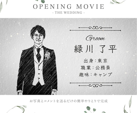 新郎新婦がイラストで動く！オープニング動画作ります 高品質なスラムダンク風ムービーで会場が沸く！ イメージ2
