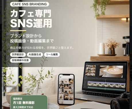 カフェの魅力が伝わるSNS運用を代行します ブランディング設計も可能！Threads、TikTok等も可 イメージ1