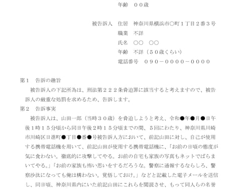 告訴状の雛形を販売します 費用を抑えるため告訴状を自分で作成する方へ向けたサービスです イメージ1