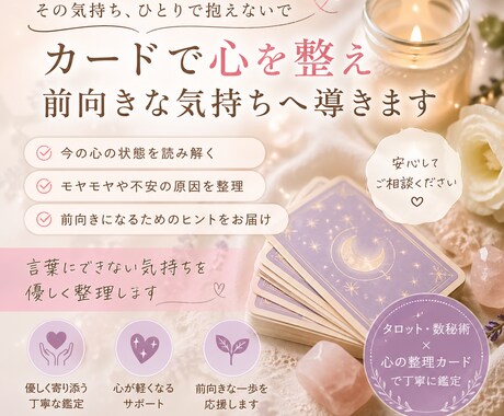 カードで心を整え前向きな気持ちへ導きます 「言葉にできないモヤモヤ」を読み解き、行動力アップへ イメージ1