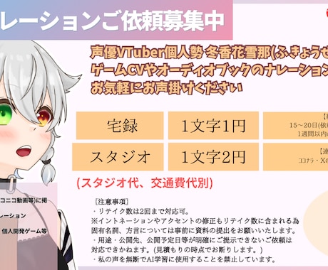 ゲーム声優実績あり安心と信頼の声を提供します 朗読、ナレーション、キャラクターヴォイスを提供します イメージ2