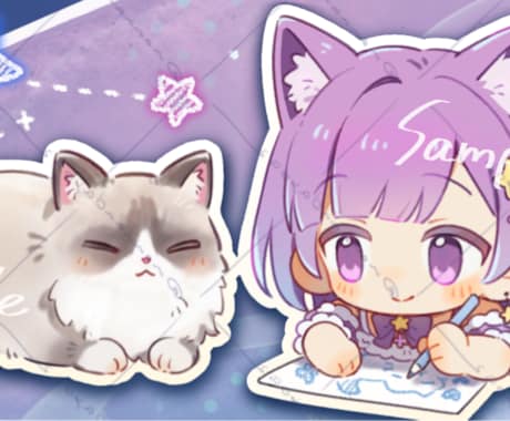 かわいいに特化！笑顔になれるミニキャラ描きます ココナラ実績作り中✨気軽にご相談ください イメージ2