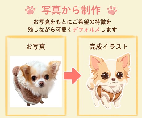 写真からかわいいうちの子アイコンを制作します 写真をもとに、特徴を残してかわいくデフォルメします！ イメージ2