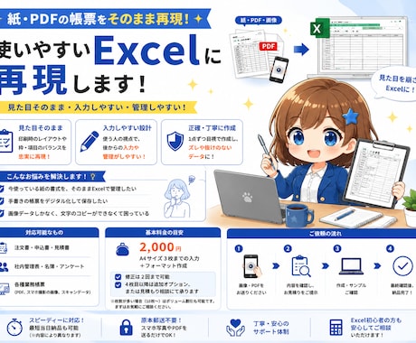 紙・PDFの帳票を使いやすいExcelに再現します イメージ1