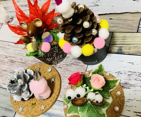 木の実でインテリア小物を作ります どんぐりや松ぼっくりを使って、秋やクリスマスの小物を作ります イメージ1