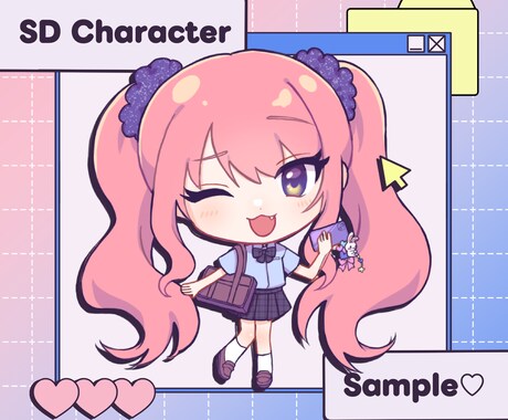 先着3名特典付☆可愛くポップなミニキャラ作成します ☆商用OK☆アイコンOK☆ご希望を最大限反映☆ イメージ2