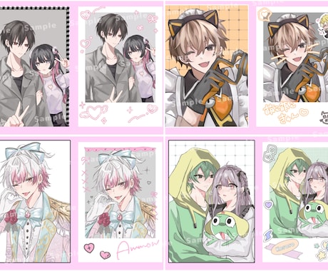 チェキ風画像付きのイラストを制作します コテ同、夢絵、創作、3L可能です イメージ1
