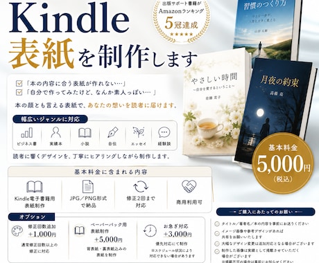 Kindle電子書籍表紙を制作します 想いや世界観が伝わる表紙を制作します イメージ1