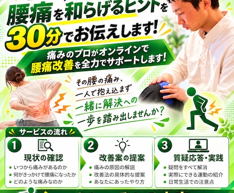 整体に行かずに腰痛和らげるヒントを30分で伝えます イメージ1