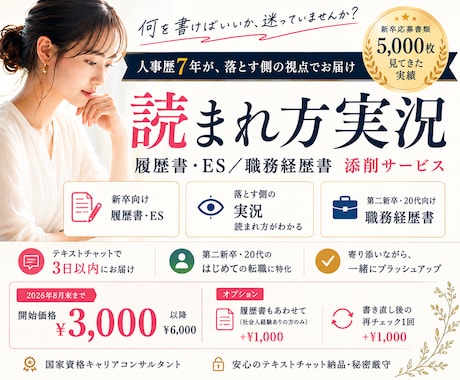 ES・履歴書/ 職務経歴書を人事目線から添削します イメージ1