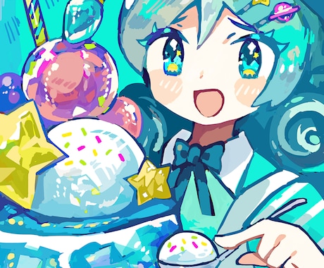 カラフルPOPで可愛いイラスト描きます 可愛い女の子や食べ物イラストが得意です！ イメージ2