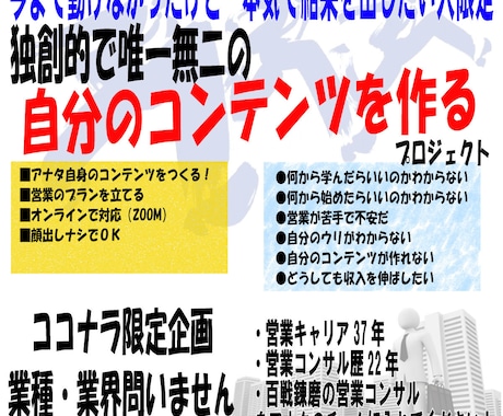 アナタのコンテンツ（商品サービス）を一緒に作ります 自分独りでは思い浮かばない唯一無二のコンテンツづくり イメージ1
