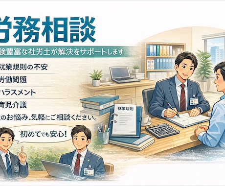 助成金相談・労務相談いたします 開業社会保険労務士がご相談に応じます イメージ1