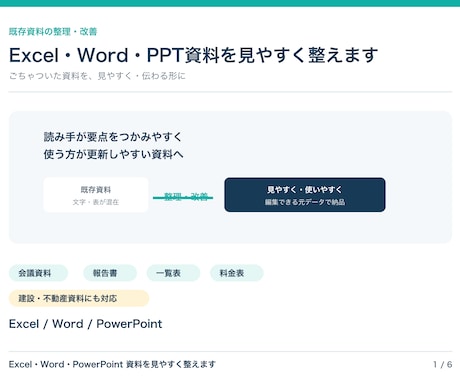 Excel・Word・PPT資料を見やすく整えます イメージ1