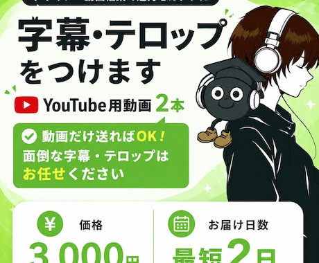 モニター価格中！字幕・テロップをつけます イメージ1