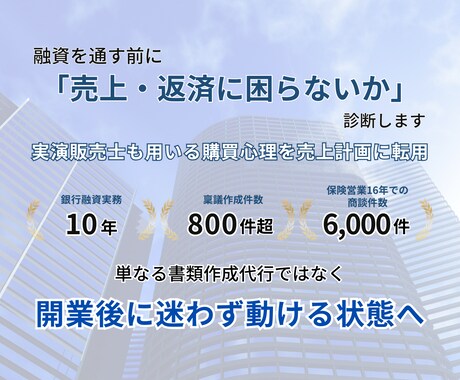 公庫フォーマットに頼らない独自の計画書作成します 融資のためだけで終わらない事業の成功を考えた計画書 イメージ2