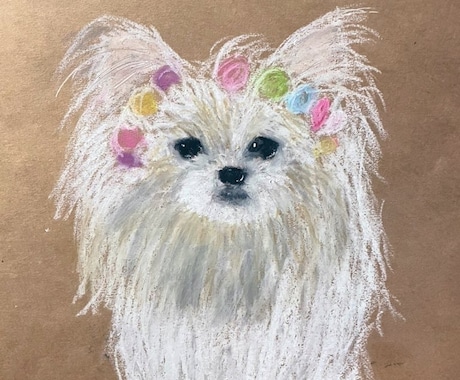 原画配送付き☆犬の絵を描きます あたたかみのあるクレパスで大切なわんちゃんの絵を描きます。 イメージ2